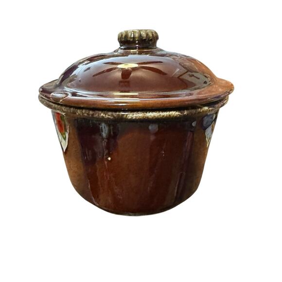 Hull Pottery Drip Glaze Casserole Dish Lid Oven Proof Brown Oval Vintage 10” - Picture 5 of 10